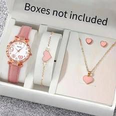 Jewellery Sets on sale Shein Pink Plum Blossom Diamond Quartz Watch - Pink Plum