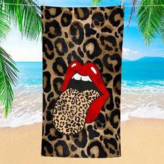 Textiles Shein Leopard Lip Print Microfiber Beach Bath Towel