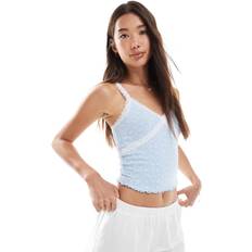 Lace Tank Tops New Look Lace Trim Vest Top Floral - Blue