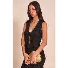 Sequins Tank Tops PrettyLittleThing Sequin Knitted Vest Top - Black