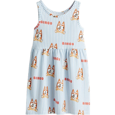 H&M Bedrucktes Baumwollkleid - Hellblau/Bluey