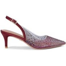 Carvela Positano Vinyl Sling Low Jewelled Court Shoes - Wine