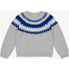 Ull Stickade tröjor Barnkläder Molo Wool Knit Fair Isle Sweater - Grey/Blue