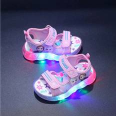Doqaus Boys Girls Elsa Princess Led Light Up Luminous Sports Sandals - Pink