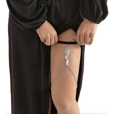 Silver - Women Body Chains Kikidex Summer Leaf Leg Chain Strench Thigh Chain - Silver