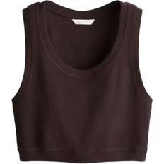 H&M Short Ribbed Tank Top - Dark Brown