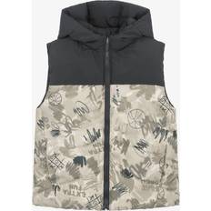Beige Padded Vests Children's Clothing Mayoral Reversible Hooded Puffer Gilet - Beige/Grey