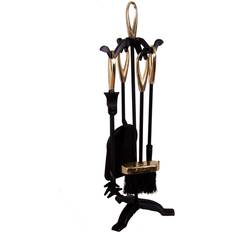 Fire Companion Sets Home Discount Buxton Companion Set 5 Piece Black Brass Poker Brush