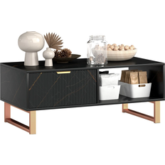 Steel Coffee Tables Homcom Marble Effect Black Coffee Table 50x100cm