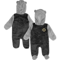 Fleece Overalls Children's Clothing Outerstuff Game Nap Teddy Fleece Bunting Full-Zip Sleeper - Black