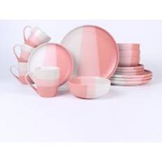 16 Piece Stoneware Dinnerware Pink