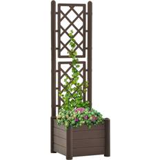 Plast Odlingslådor vidaXL Garden Planter with Trellis - Mocha 43x43x142cm