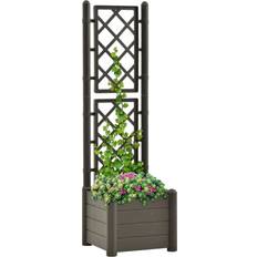 vidaXL Garden Planter with Trellis - Anthracite 43x43x142cm