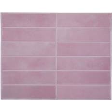 Living and Home 10Pcs 3D Rectangle Straight Pattern Wall Tile Stickers Pink Window Film