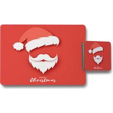 Red Coasters Santa Claus Hat And Beard Placemat Set Red Coaster