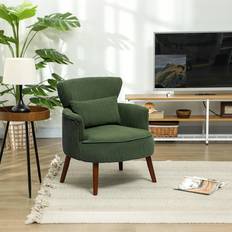 Homcom Green Armchairs Homcom Corduroy Retro Accent Chair Green Armchair