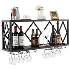 Wine Racks Costway Wall Mounted Industrial 39.5 x 10 x 18 Wine Rack