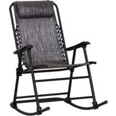 OutSunny Folding Rocking Chair Zero Gravity Headrest Grey