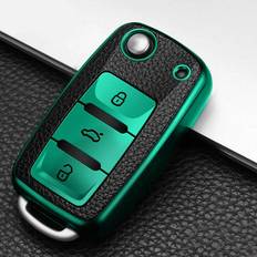 Green Key Cases AX Trade Leather Car Key Case Full Cover Protection Bag - Green
