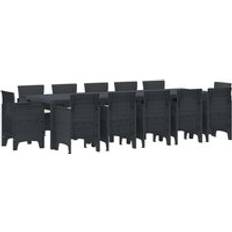 Garden & Outdoor Furniture vidaXL 13 Piece Garden Anthracite Poly Rattan Patio Dining Set