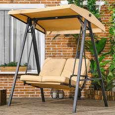 2 seater garden swing seat OutSunny 2 Seater Beige Garden Swing Chair Adjustable Canopy
