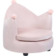 Removable Side Sitting Furniture Beliani Kids Velvet Pastel Pink Chair