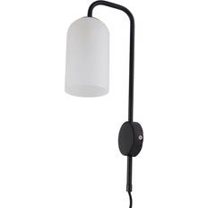 firstchoicelighting Victoria Black Plug in with Frosted Glass Shade Wall light