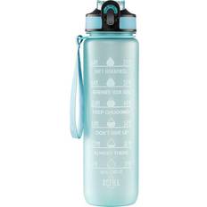 Motivational Water Bottle 1 L Turquoise