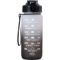 Motivational Water Bottle 600 ml Black Grey