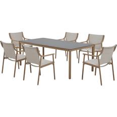 Garden & Outdoor Furniture Malay Newmarket 6 Seater Cream Neutral Patio Dining Set