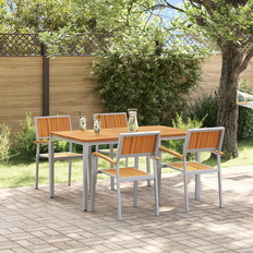 Garden & Outdoor Furniture vidaXL 5 Piece Garden Solid Wood Acacia Metal Patio Dining Set