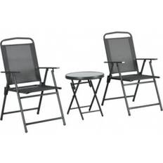 Grå - Metal Cafésæt OutSunny Bistro Set 3-Teilig Metall Gartenmöbel Set Café-Set, 1 Tisch einschl. 2 Stühle