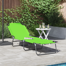 Garden & Outdoor Furniture vidaXL Folding Sun Lounger Portable Green 600D