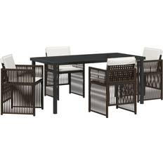Garden & Outdoor Furniture vidaXL 5 Piece Garden Brown Poly Rattan Patio Dining Set