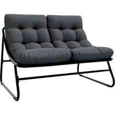 vidaXL Med Kudde Svart 110x80x71 cm Stål Trädgårdsbänk