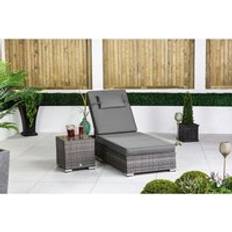 Giardino Rattan Sun Lounger Table Grey Outdoor Lounge Set