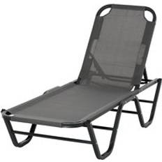 Aosom 5-Position Sun Lounger Aluminium Grey
