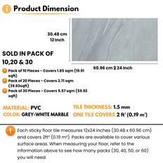 NOVECRAFTO Rectangular Vinyl Floor Tiles Peel Stick 30 Pcs