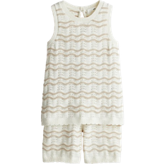 H&M Pointelle-Knit Set 2-piece - White/Beige Striped (1285985004)
