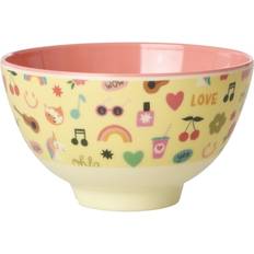 Gul Morgenmadsskåle Rice Unicorn Love Print Melamine Skål Ø11 cm Soft Yellow Morgenmadsskål