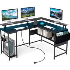 L shaped desk Casart L-Shaped Gaming Desk with LED Lights