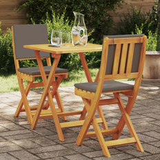 vidaXL 3 Piece Folding with Cushions Solid Wood Acacia Bistro Set, Table incl. 2 Chairs