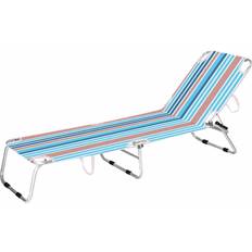 Orange Sun Beds Marbueno Folding Lounger Stripes Orange Blue 187 x 58 x 24 cm