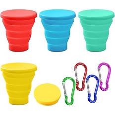 4PCS Telescopic Folding Cup with 4 Carabiners