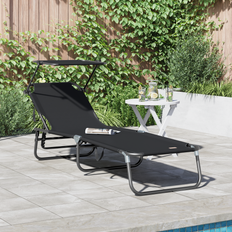 VidaXL Solsängar vidaXL Vikbar Solstol Med Tak Svart 600D Oxford Tyg