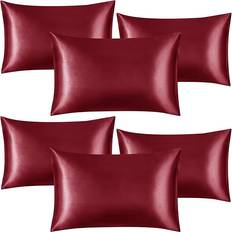 Stripes Pillow Cases Oxford Homeware Pack of 6 Burgundy Silk Pillowcases Pillow Case