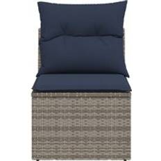 vidaXL Garden Navy Blue Rattan Polyester Medium Seats 2 Outdoor Sofa