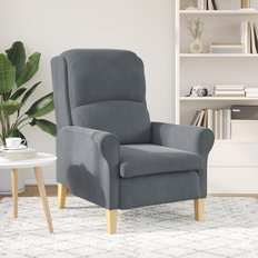 Gråa - Trä Fåtöljer vidaXL Mörkgrå Tyg Med Träben Standard Ergonomisk Fåtölj