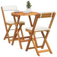 vidaXL 3 Piece Folding with Cushions Solid Wood Acacia Bistro Set