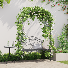 vidaXL Black Outdoor Metal Large Decorative Inlays Garden Bench